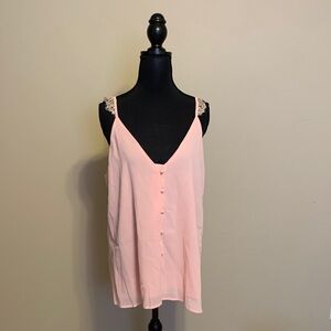 SHEIN Light Pink Buttoned Camisole with Lace Straps